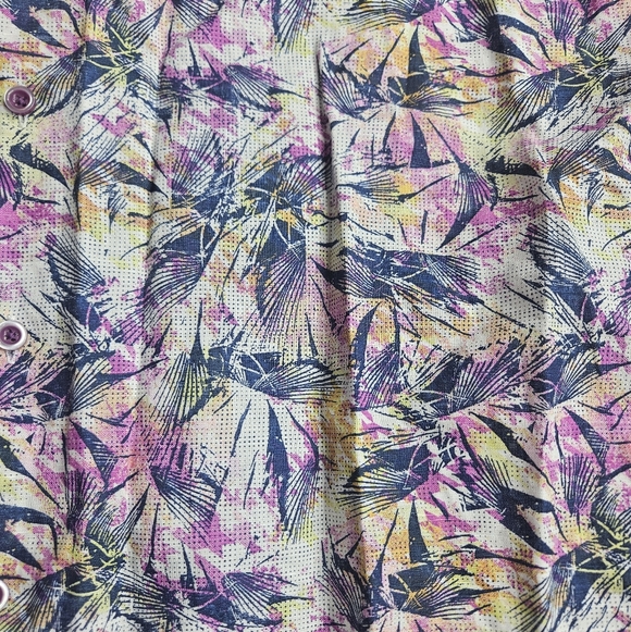 Robert Graham Rory Print Multi-Color Linen Blend Short Sleeve Button Front Large - Picture 2 of 9
